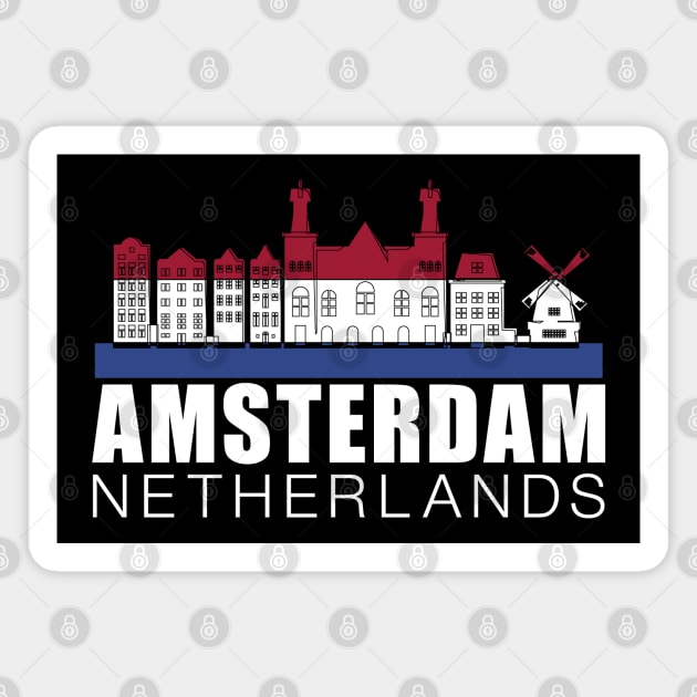 Amsterdam Netherlands Flag Skyline Magnet by mstory